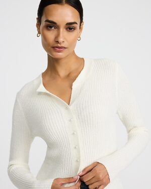 Ribbed Pearl Button Cardigan