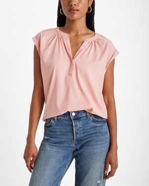 Gathered Half Button Up Gramercy Tee