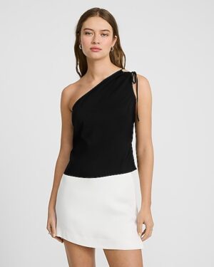 Georgette One Shoulder Double Strap Tie Tank