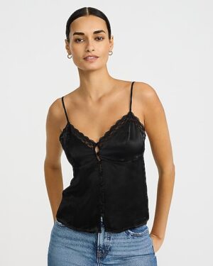 Satin Lace Button Front Cami