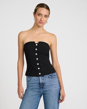 Novelty Button Strapless Vest Top