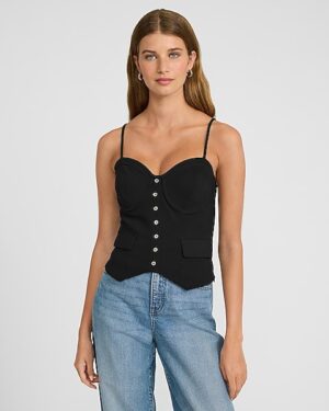 Sweetheart Button Corset Cami Vest Top