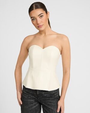 Faux Leather Sweetheart Peplum Tube Top