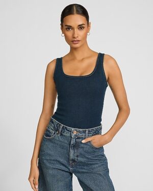 Denim Scoop Neck Bodysuit