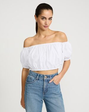 Poplin Off The Shoulder Bubble Top