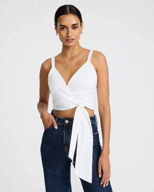 V-Neck Wrap Side Tie Cropped Cami