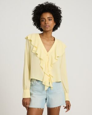 Ruffle Front Long Sleeve Top