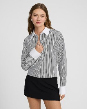 Stretch Cotton Poplin Striped Shirt