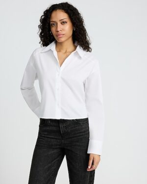 Stretch Cotton Poplin Cropped Shirt