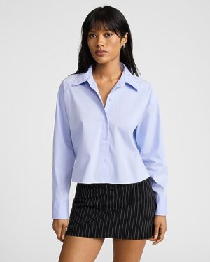 Stretch Cotton Poplin Cropped Shirt
