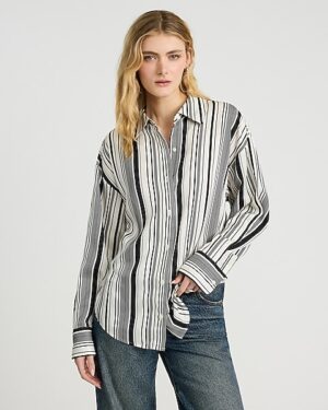 Lightweight Twill Multi Stripe Boyfriend Shirt