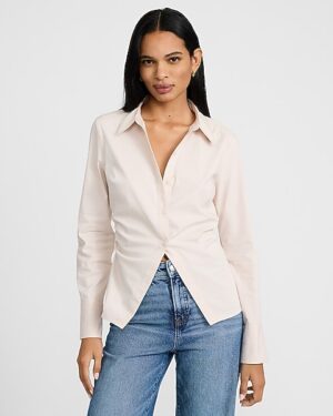 Fitted Ruched Cutaway Shirt