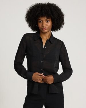 Sheer Poly Striped Portofino Shirt