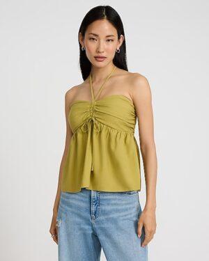 Ruched Tie Halter Sleeveless Top